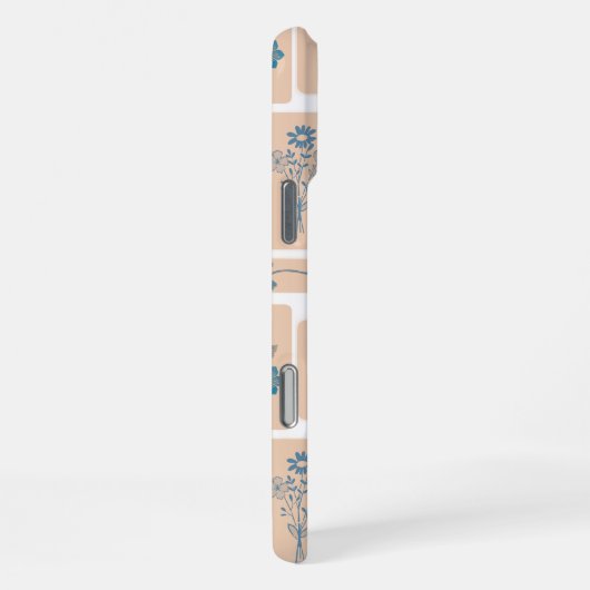 Elegant Navy Blue Botanical Rabbit Pattern Phone C iPhoneケース (右側面)