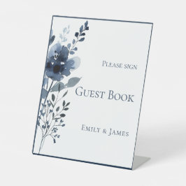 Elegant Navy Blue Botanical Wedding 台座サイン