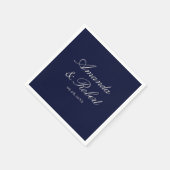 Elegant Navy Blue Calligraphy Wedding スタンダードカクテルナプキン (角)