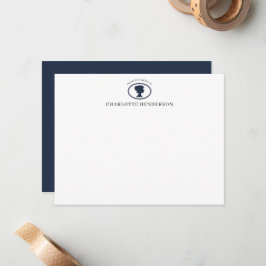 Elegant Navy Blue Cameo From The Desk Of Custom ノートカード