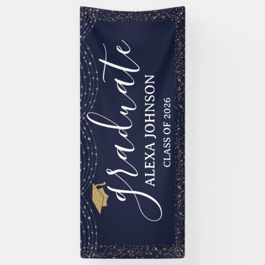 Elegant Navy Blue Class Of 2026 Graduate 横断幕 (縦)