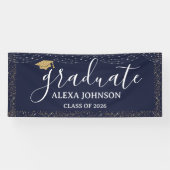 Elegant Navy Blue Class Of 2026 Graduate 横断幕 (横)