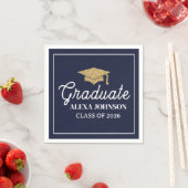 Elegant Navy Blue Class Of 2026 Graduation スタンダードカクテルナプキン (インサイチュ)