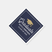 Elegant Navy Blue Class Of 2026 Graduation スタンダードカクテルナプキン (角)