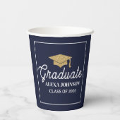 Elegant Navy Blue Class Of 2026 Graduation 紙コップ (裏面)