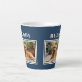 Elegant Navy Blue Dog Pet Photo  カフェラテマグ (正面)
