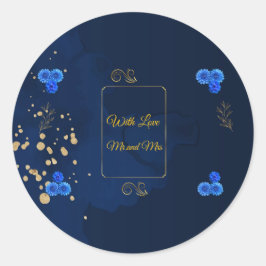 Elegant Navy Blue Envelope Seal Sticker ラウンドシール