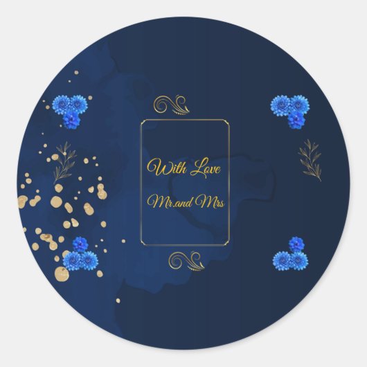 Elegant Navy Blue Envelope Seal Sticker ラウンドシール (正面)