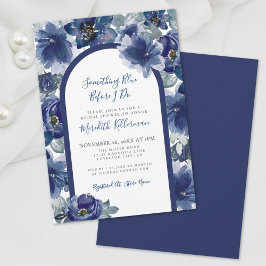 Elegant Navy Blue Floral Bridal Shower 招待状