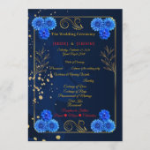 Elegant Navy Blue Floral Ceremony Program Template プログラム (正面)