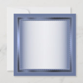 Elegant Navy Blue Floral Framed Silver Wedding セーブザデート (裏面)