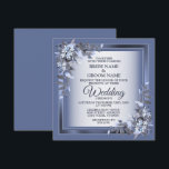 Elegant Navy Blue Floral Framed Silver Wedding 招待状<br><div class="desc">Elegant Navy Blue Floral Framed Silver Gray Wedding Invitation. Unique,  beautiful,  modern design. Easy to be customized. Font style,  size,  and colors can be changed. Matching items available.</div>