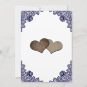 Elegant Navy Blue Floral Lace Sunflower Wedding セーブザデート (裏面)