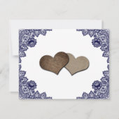 Elegant Navy Blue Floral Lace Sunflower Wedding 案内状 (裏面)