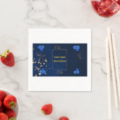 Elegant Navy Blue Floral Name Card Template スタンダードカクテルナプキン (インサイチュ)