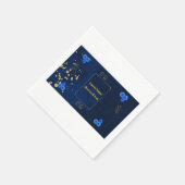 Elegant Navy Blue Floral Name Card Template スタンダードカクテルナプキン (角)