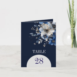 Elegant Navy Blue Floral Table Numbers ノートカード