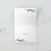 Elegant Navy Blue Floral Thank You Cards サンキューカード (内部)