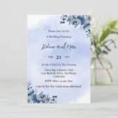 Elegant Navy Blue Floral Wedding Invitation 招待状 (スタンド正面)