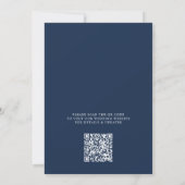 Elegant Navy Blue Flowers & QR Code Wedding  セーブザデート (裏面)