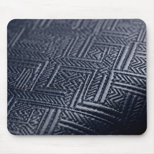 Elegant Navy Blue Geometric Embossed Leather Textu マウスパッド (正面)
