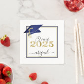 Elegant Navy Blue Gold 2023 Graduation Cap Script スタンダードカクテルナプキン (インサイチュ)