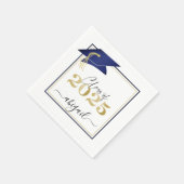 Elegant Navy Blue Gold 2023 Graduation Cap Script スタンダードカクテルナプキン (角)