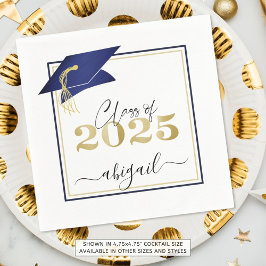 Elegant Navy Blue Gold 2023 Graduation Cap Script スタンダードカクテルナプキン