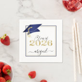Elegant Navy Blue Gold 2023 Graduation Cap Script スタンダードカクテルナプキン (インサイチュ)