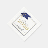 Elegant Navy Blue Gold 2023 Graduation Cap Script スタンダードカクテルナプキン (角)