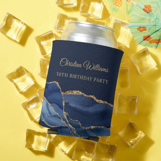 Elegant Navy Blue & Gold Birthday party 缶クーラー (インサイチュ 夏)