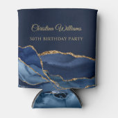 Elegant Navy Blue & Gold Birthday party 缶クーラー (正面)
