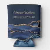 Elegant Navy Blue & Gold Birthday party 缶クーラー (裏面)