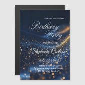 Elegant Navy Blue & Gold Birthday Party Invitation マグネット招待状 (正面/裏面)