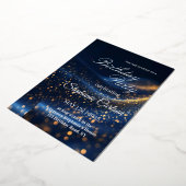 Elegant Navy Blue & Gold Birthday Party Invitation 箔招待状 (回転した状態)