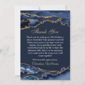 Elegant Navy Blue & Gold Birthday Party Thank you サンキューカード (正面)