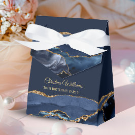 Elegant Navy Blue & Gold Birthday Party Thank you フェイバーボックス