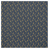 Elegant Navy Blue Gold Floral Seamless Pattern ファブリック (見本)