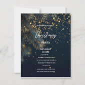 Elegant Navy Blue & Gold Glitter Party Christmas 招待状 (正面)