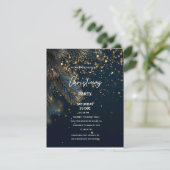 Elegant Navy Blue & Gold Glitter Party Christmas 招待状 (スタンド正面)