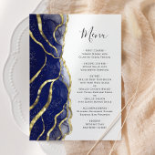 Elegant Navy Blue Gold Ink Wedding Menu メニュー