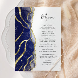 Elegant Navy Blue Gold Ink Wedding Menu メニュー
