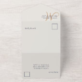 Elegant Navy Blue & Gold Photo Wedding  オールインワン招待状 (外側)