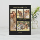 Elegant Navy Blue & Gold Simple 4 Multi Photos シーズンカード (スタンド正面)