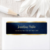 Elegant Navy Blue & Gold Template Return Address ラベル (インサイチュ)