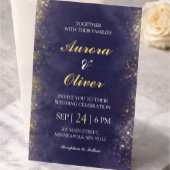 Elegant Navy Blue & Gold Wedding Invitation アクリル招待状
