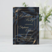 Elegant Navy Blue & Gold Wedding Invitation サンキューカード (スタンド正面)