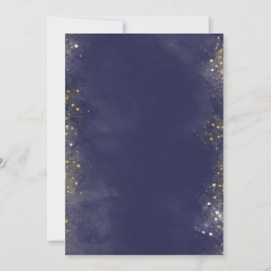 Elegant Navy Blue & Gold Wedding Invitation 招待状 (裏面)