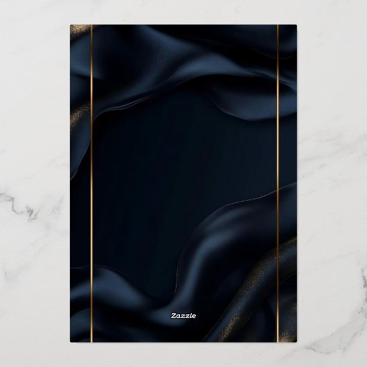 Elegant Navy Blue & Gold Wedding Invitation 箔招待状 (裏面)