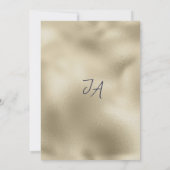 Elegant navy blue gold white orchid floral RSVP 招待状 (裏面)